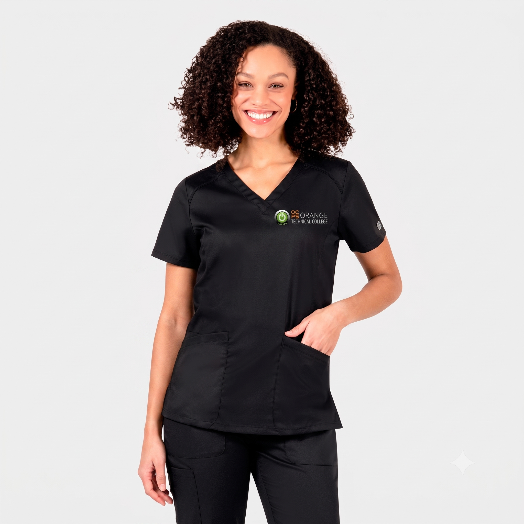 Female Traditional Black Scrub Top