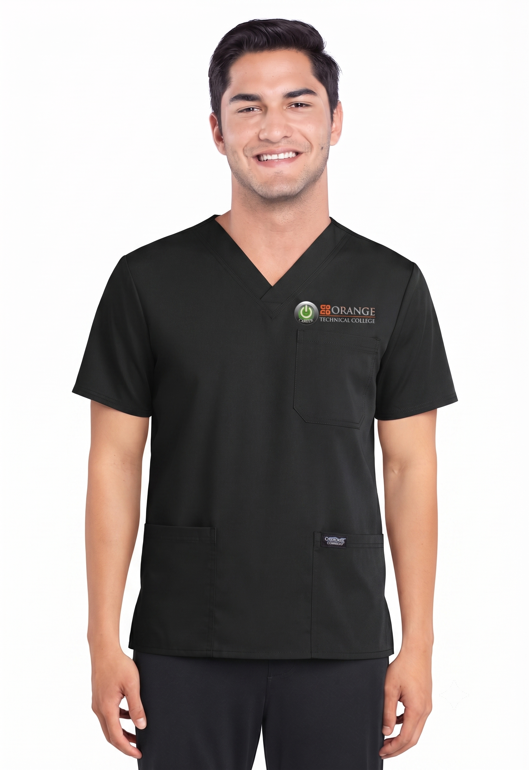 Male Traditional Black Scrub Top