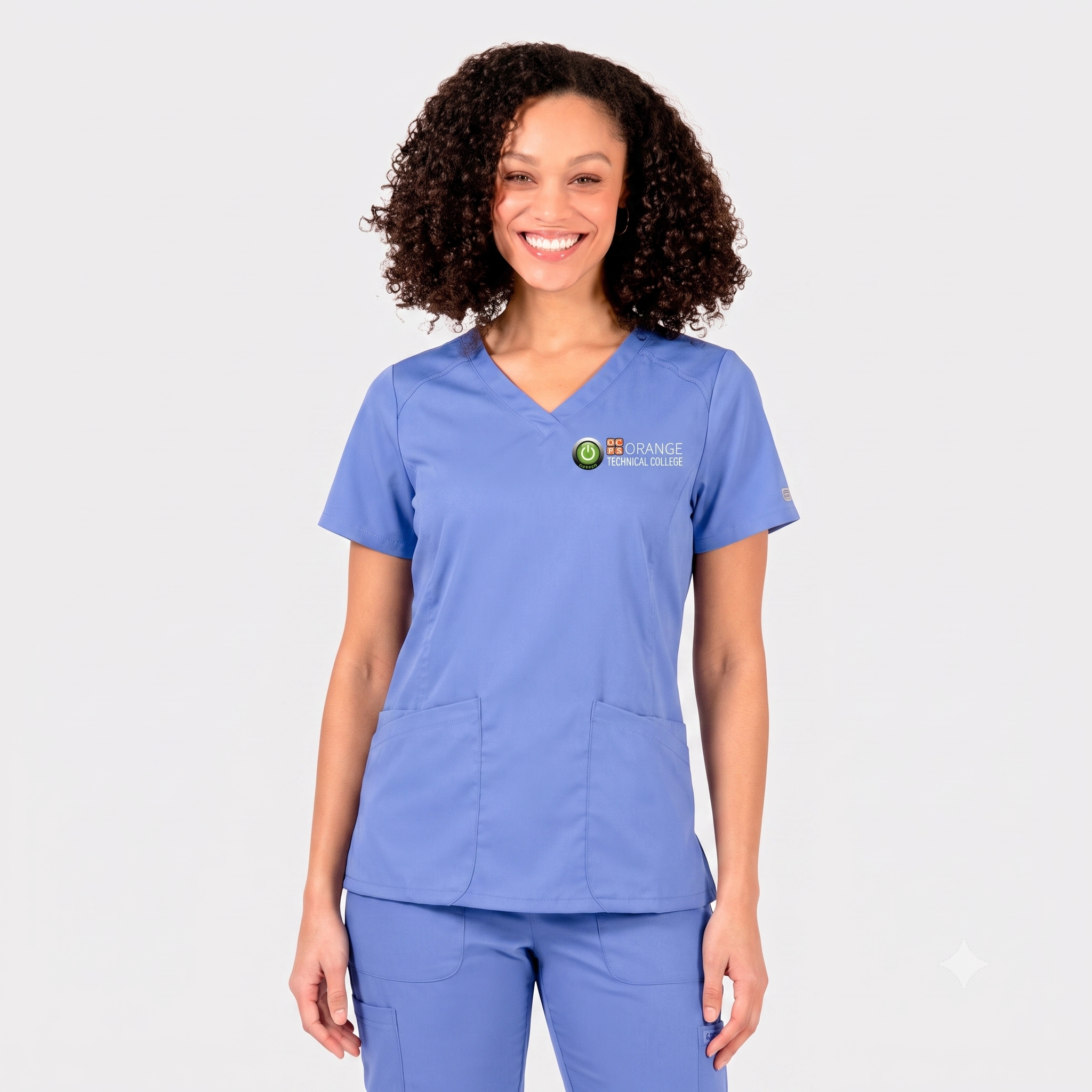 Female Traditional Scrub Top in Ceil Blue