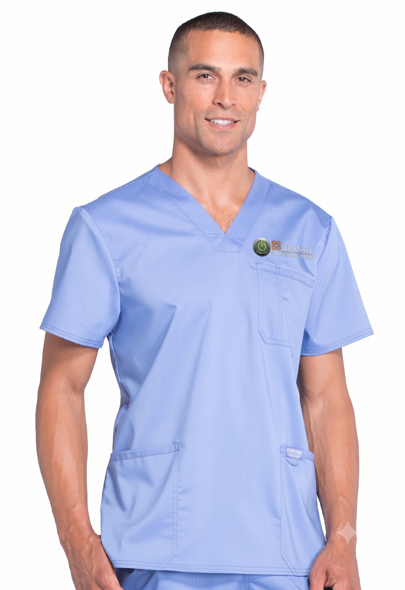 Male Traditional Ceil Blue Scrub Top