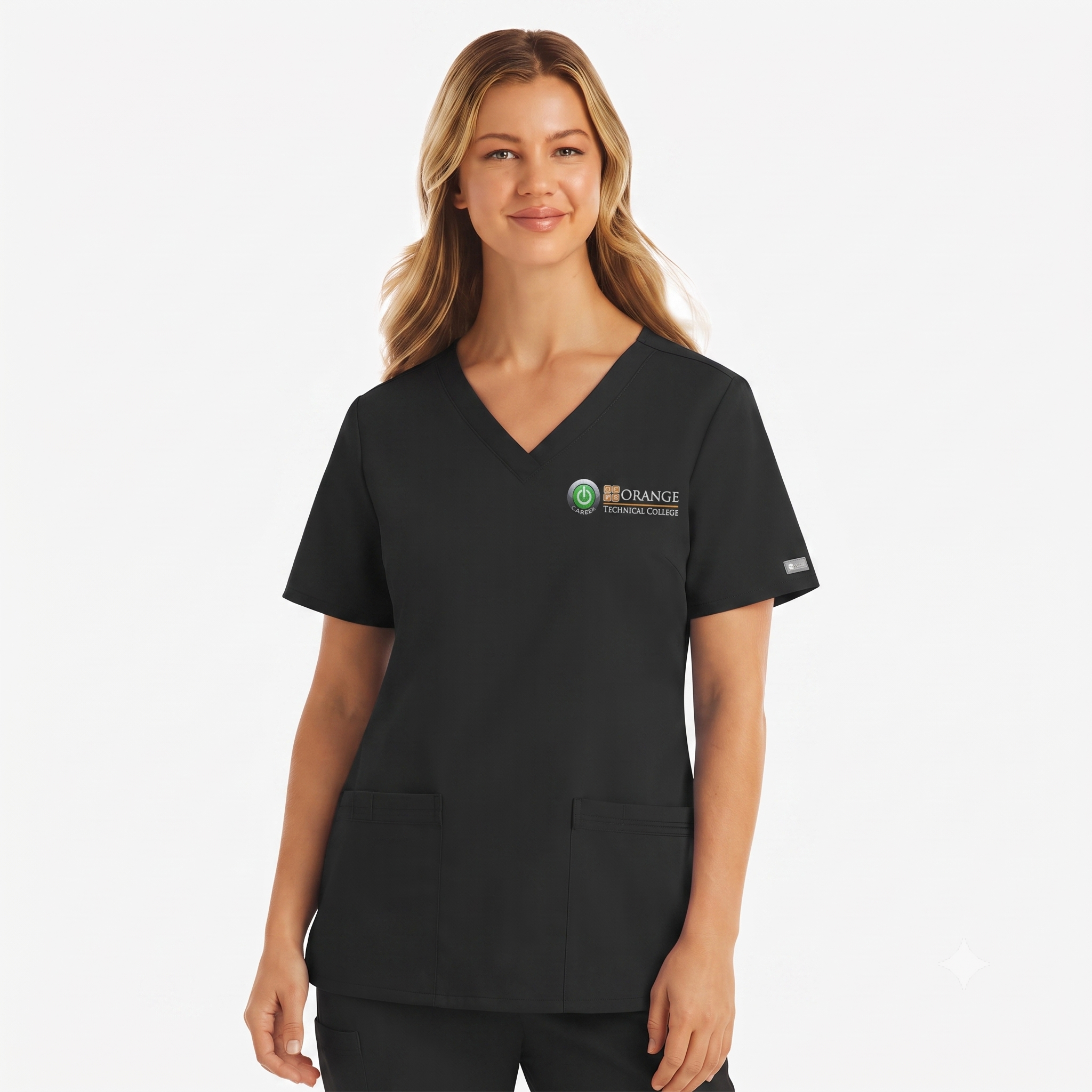 Female Dri-fit Black Scrub Top