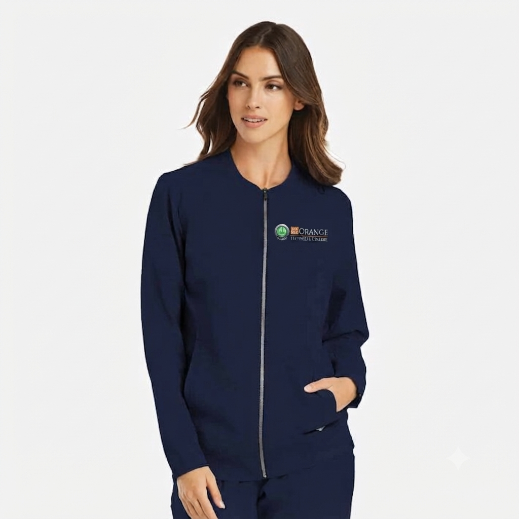 Female Dri-fit Navy Scrub Top