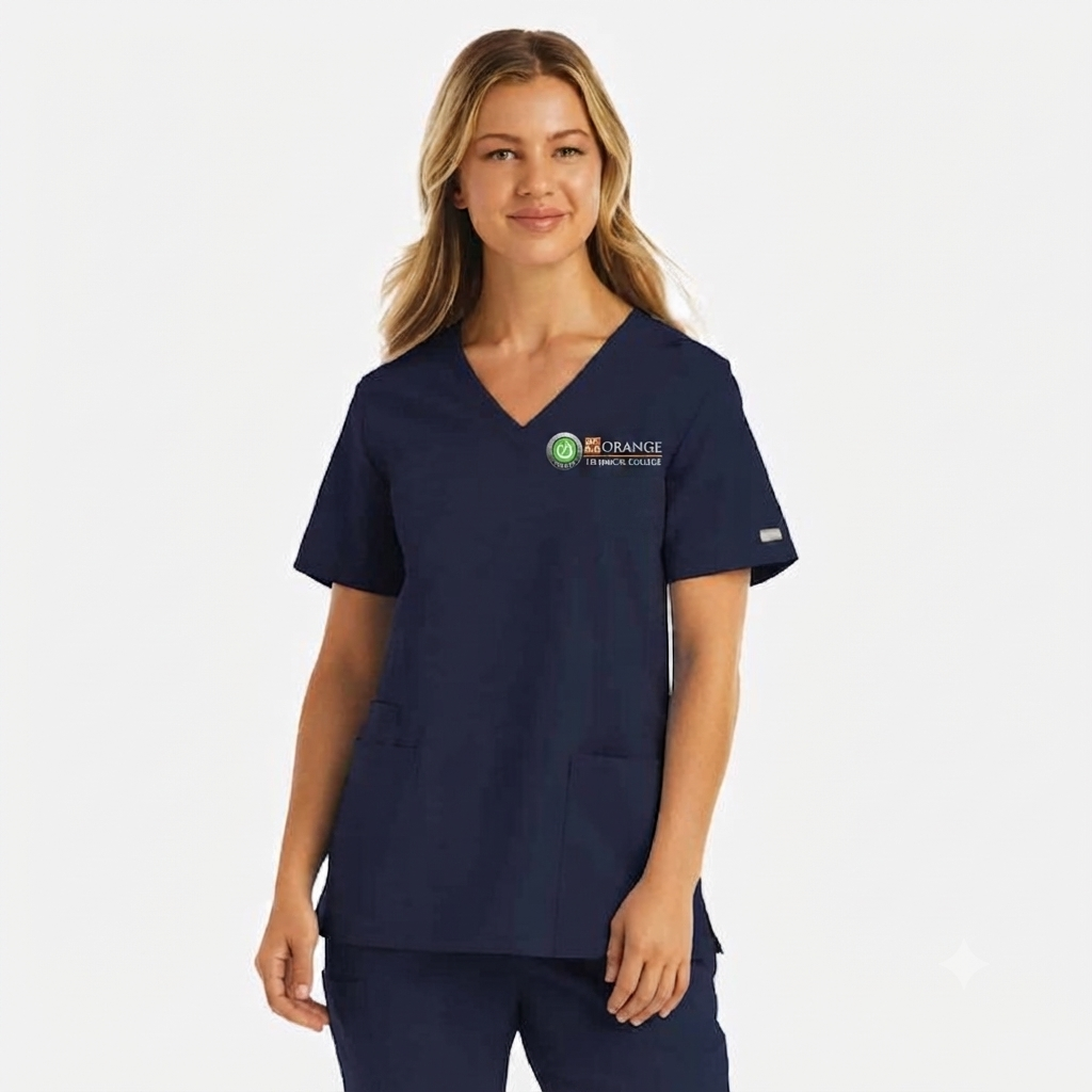 Female Dri-fit Navy Scrub Top