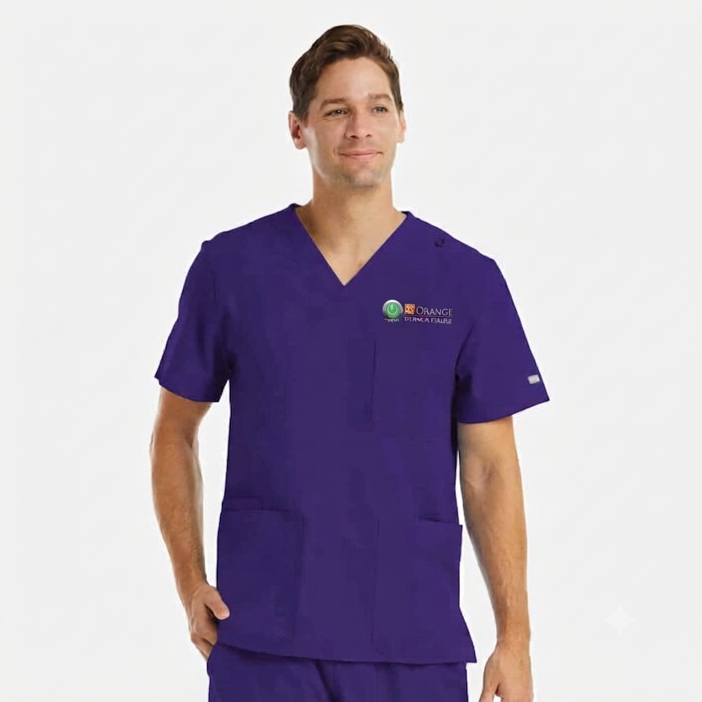Male Dri-fit Purple Scrub Top