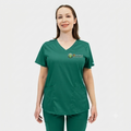 Female Traditional Hunter Green Scrub Top