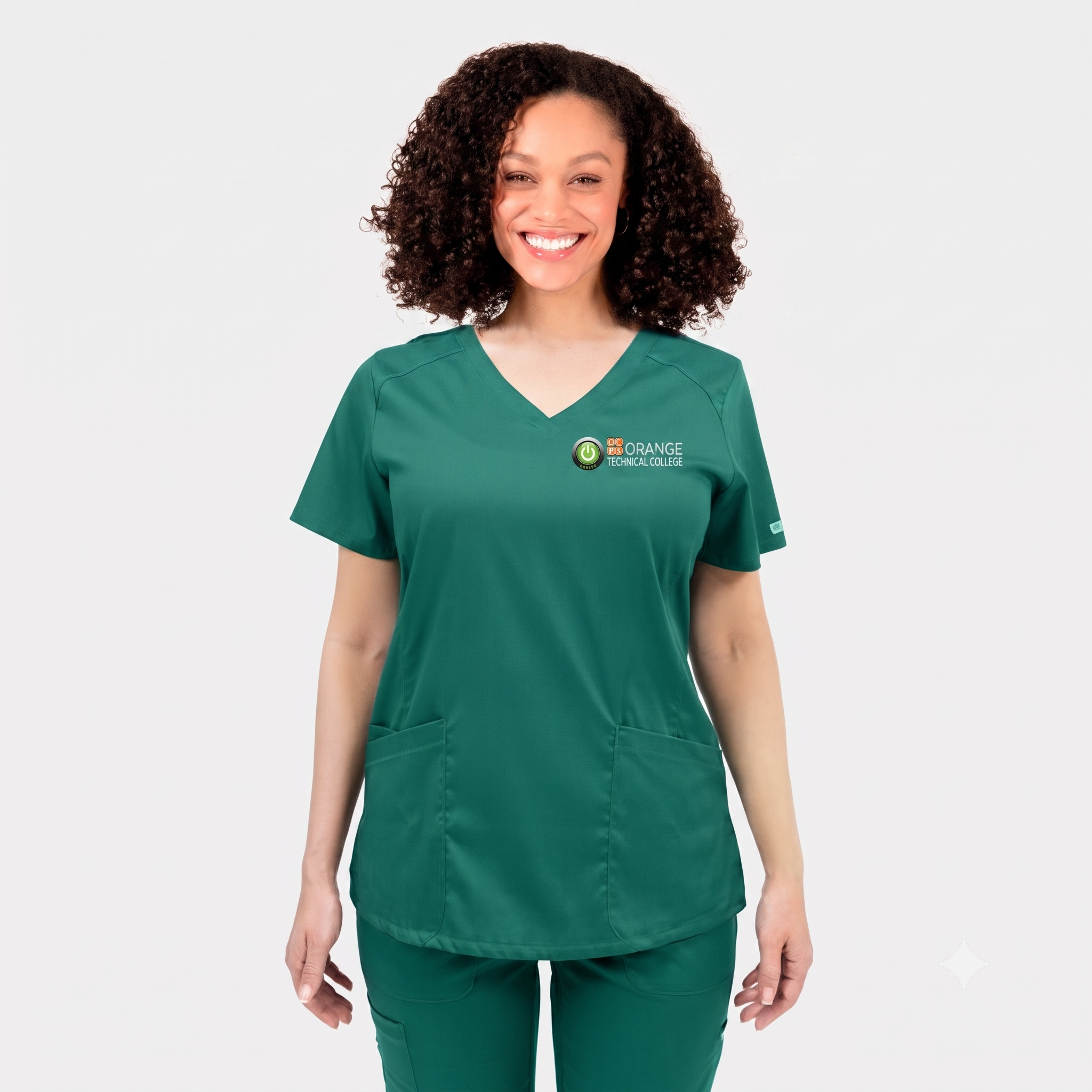 Female Dri-fit Hunter Green Scrub Top